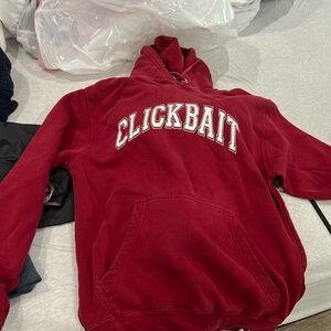 Red maroon clickbait hoodie size medium family